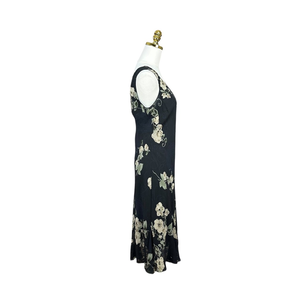 Y2K Fairycore Whimsigoth Floral Paisley V-Neck Sleeveless Midi Dress Blue SZ 12 - Picture 6 of 8